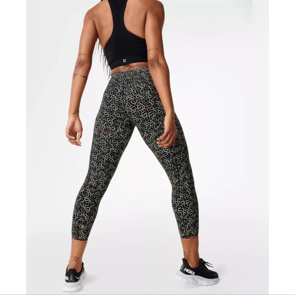 SWEATY BETTY Power High Waist 7/8 Legging In Black Slot Print